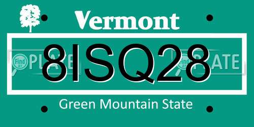 8ISQ28 Vermont License Plate
