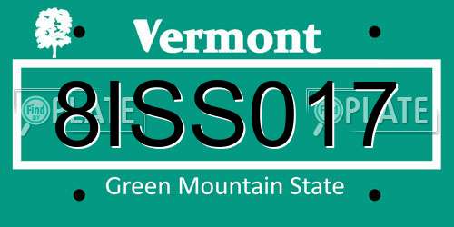 8ISS017 Vermont License Plate