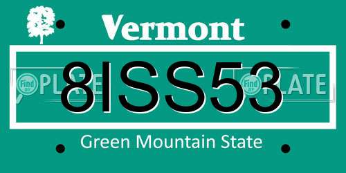 8ISS53 Vermont License Plate
