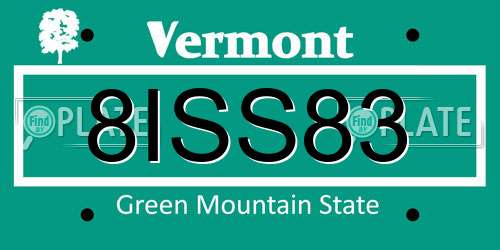 8ISS83 Vermont License Plate
