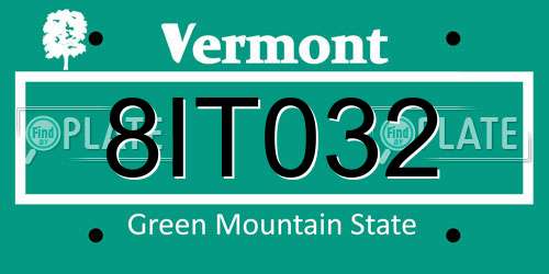 8IT032 Vermont License Plate