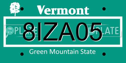 8IZA05 Vermont License Plate