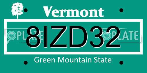 8IZD32 Vermont License Plate