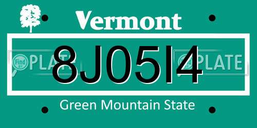 8J05I4 Vermont License Plate