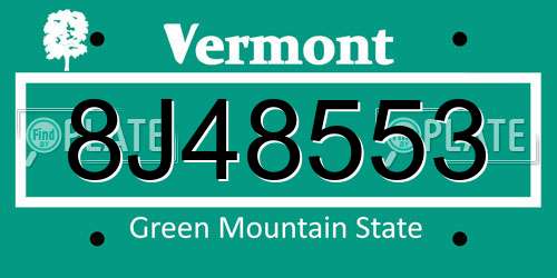 8J48553 Vermont License Plate