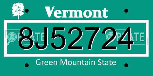 8J52724 Vermont License Plate