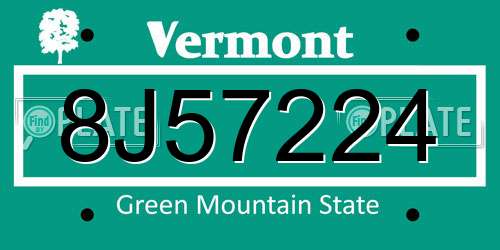 8J57224 Vermont License Plate