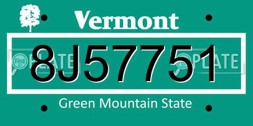 8J57751 Vermont License Plate