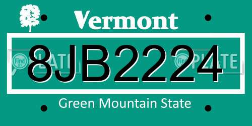 8JB2224 Vermont License Plate