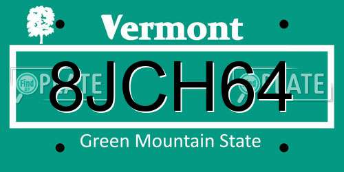 8JCH64 Vermont License Plate