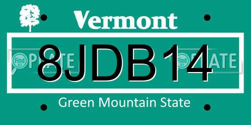 8JDB14 Vermont License Plate