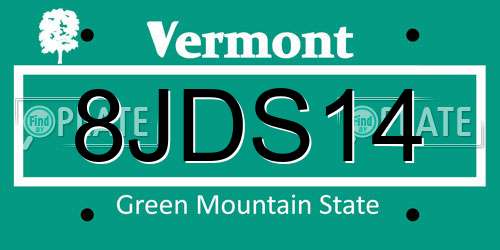 8JDS14 Vermont License Plate