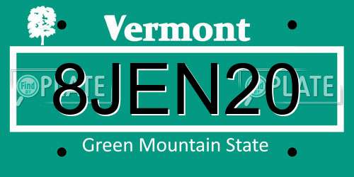 8JEN20 Vermont License Plate