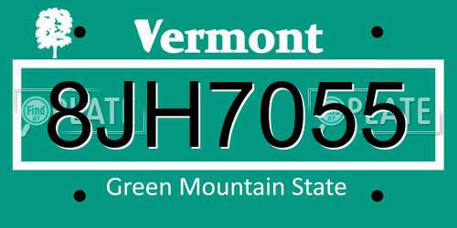 8JH7055 Vermont License Plate