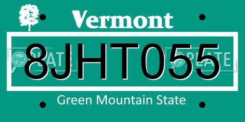 8JHT055 Vermont License Plate
