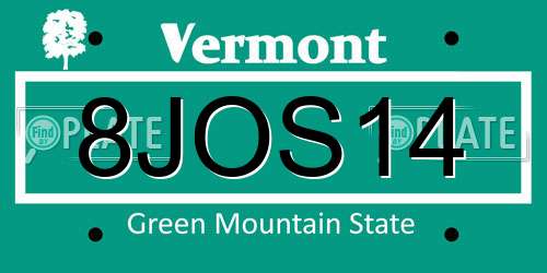 8JOS14 Vermont License Plate