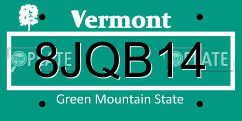 8JQB14 Vermont License Plate