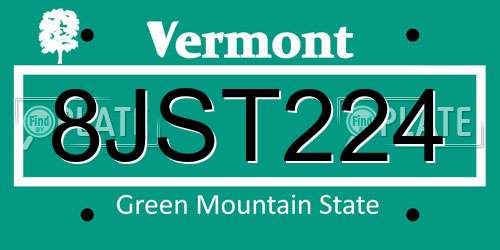 8JST224 Vermont License Plate