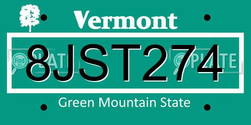 8JST274 Vermont License Plate