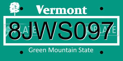 8JWS097 Vermont License Plate