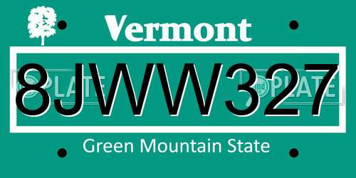 8JWW327 Vermont License Plate