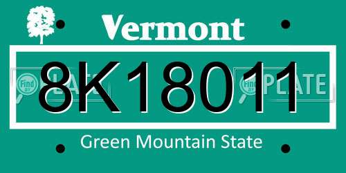 8K18011 Vermont License Plate