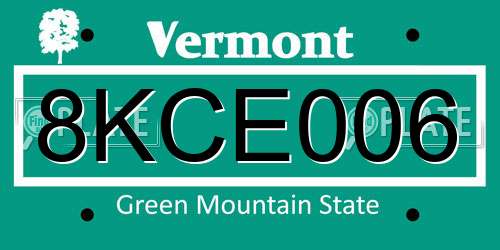 8KCE006 Vermont License Plate