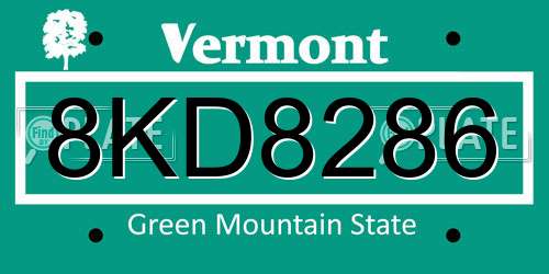 8KD8286 Vermont License Plate