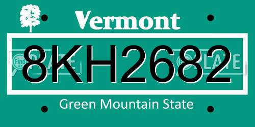 8KH2682 Vermont License Plate