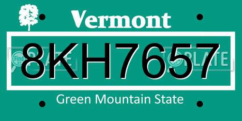 8KH7657 Vermont License Plate