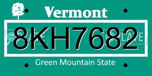8KH7682 Vermont License Plate