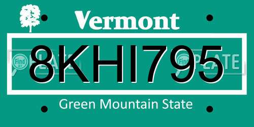 8KHI795 Vermont License Plate