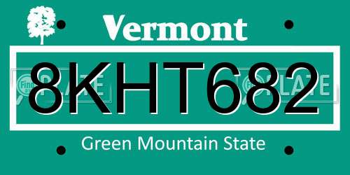 8KHT682 Vermont License Plate