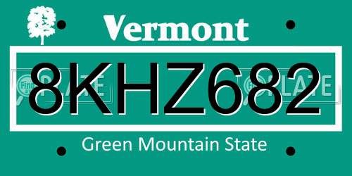 8KHZ682 Vermont License Plate