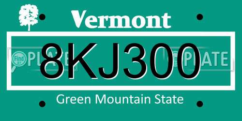 8KJ300 Vermont License Plate