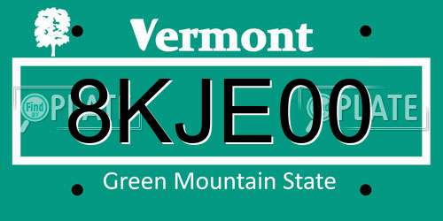 8KJE00 Vermont License Plate