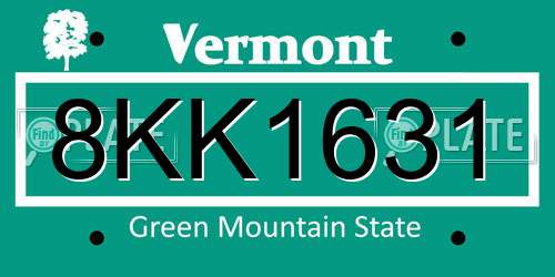 8KK1631 Vermont License Plate