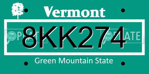8KK274 Vermont License Plate