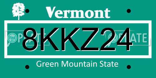8KKZ24 Vermont License Plate