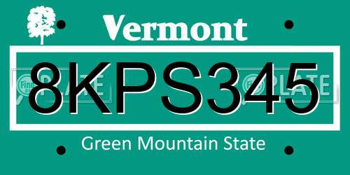 8KPS345 Vermont License Plate