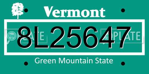 8L25647 Vermont License Plate