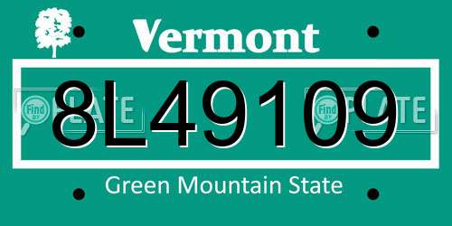 8L49109 Vermont License Plate