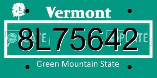 8L75642 Vermont License Plate