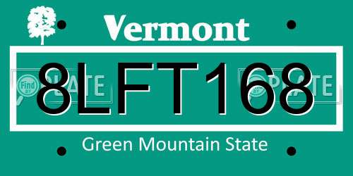 8LFT168 Vermont License Plate