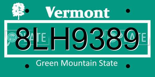 8LH9389 Vermont License Plate