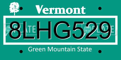 8LHG529 Vermont License Plate