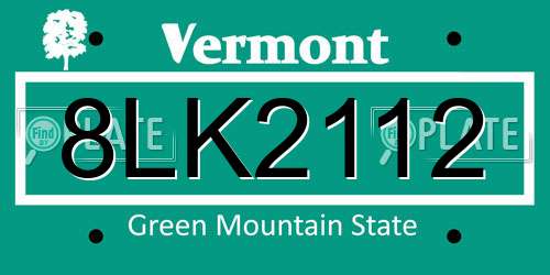 8LK2112 Vermont License Plate