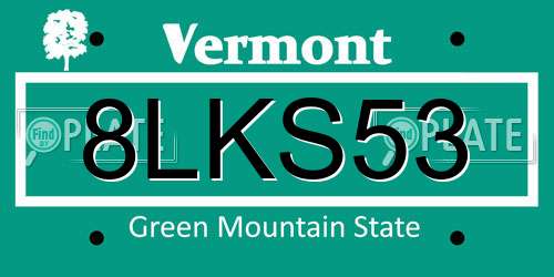 8LKS53 Vermont License Plate