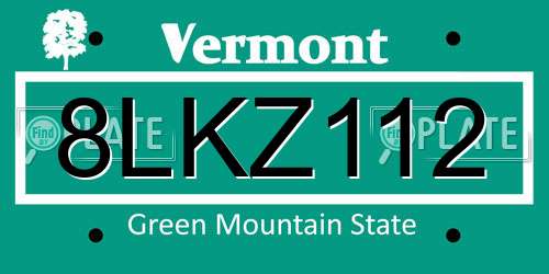 8LKZ112 Vermont License Plate