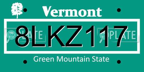 8LKZ117 Vermont License Plate